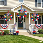 6 PCS 4th of July Hanging Wreaths for Cabinet Small Patriotic Tulip Silk Independence Day Wreaths for Front Door with Red White and Blue Flower Memorial Day Labor Day Candle Wreath for Home Wall Decor
