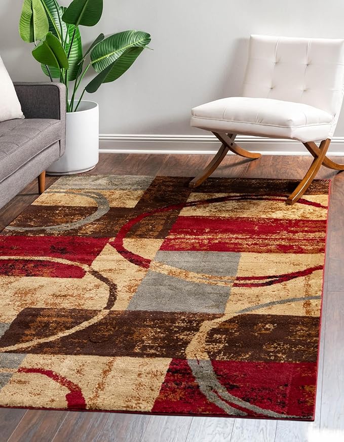 Unique Loom Barista Collection Area Rug - Kouillou (7' 1" x 10' Rectangle, Multi/ Brown)
