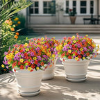 Artificial Flowers for Outdoors 12 Bundles Realistic Faux Silk Flower with Eucalyptus Stem, Fake Plants UV Resistant No Fade for Outside Planter Porch Patio Yard Window Garden Spring Summer Decoration