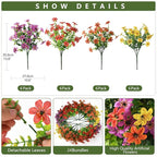 24 Bundles Artificial Flowers for Outdoors Realistic Faux Silk Flower with Eucalyptus Stem, Fake Plants UV Resistant No Fade for Outside Planter Porch Patio Yard Window Garden Spring Summer Decoration