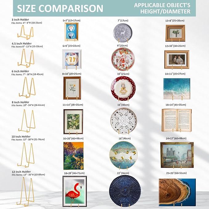 Plate Holder Easel Display Stand - 4.5 inch Metal Plate Stands for Display - Tabletop Picture Stand - Gold Iron Easels for Display Pictures | Photo Frames | Book | Decorative Plates | Plaque -1 Pack
