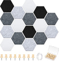 Mindsoft 16 Pcs Hexagon Cork Board for Walls with 50 Wooden Push Pins 6.7 x 5.9 in Felt DIY Tiles Notice with Nano Tape Hanging Bulletin Board for Home Photo Office Memo Note(Grey)