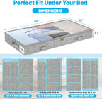 4 Inch Low Profile Under Bed Storage Drawer 4 Pack, Lightweight Underbed Clothes Storage Container Bins with NO STURCTURE, Shallow Storage Bag for Dorm & Home, With Clear Lids & Water-Resistant Fabric
