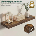 Floating Shelves for Wall 32 in x 9.3 in Deep, Wall Mounted Rustic Wood Shelf with Invisible Brackets for Storage & Display, Living Room Bedroom Bathroom, Brown, 2 Pack