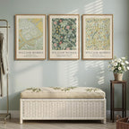 Framed William Morris Sage Green Wall Art Set of 3, Vintage Nature Green Floral Artwork Prints, Retro Botanical Wall Decor for Living Room, Bedroom, Hallway and Office, Total Size 30x60