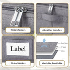 Yawinhe Foldable Underbed Storage Bags, Containers Bin with Lids, Large Under Bed Organizer Box, with Sturdy Zipper und Label Holders, for Clothing, 31.5''Lx15.7''Wx6''H, 2 Pack, Grey