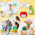 HunnmingRe 12 Pcs Cute Crochet Doll with Positive Card Soft Wool Animals Creative Knitting Dolls for Positive Support Inspirational Birthday Encouragement Gift(Mushroom Style)