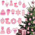 Pink Candy Ornaments for Christmas Tree Decorations, 12 PCS Soft PVC Candy Sweet Christmas Ornaments for Xmas Tree Party, Home, Office Decor