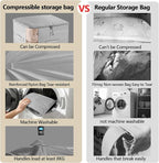 6 Pack Space Saving Comforter Storage Bag with Handle, 3-Layer Compression Blanket Storage Bags Adjustable In 3 Sizes (142L, 107L, 71L), Washable Bedding Organizer For Pillow Duvet Clothing Plush Toy
