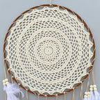 Large White Dream Catcher, Handmade Big Dream Catchers for Bedroom Wall Hanging Wedding Party Decor with a Greeting Card Gift (11.8 Inches in Diameter)