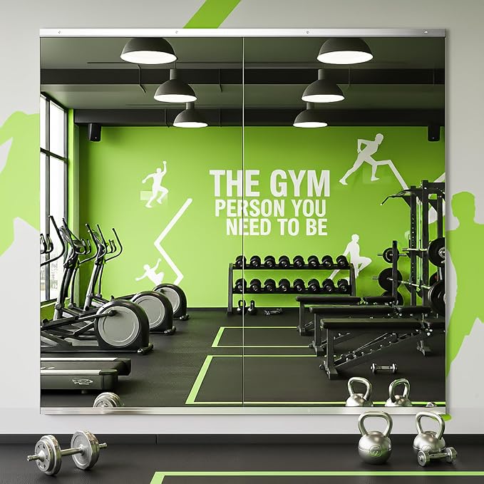 FICTOR Home Gym Mirror for Wall, 54"x28"x2 PCS Large Workout Mirrors with Tempered Glass, Full Length Frameless Body Mirror for Garage, Dance, Yoga, Bedroom