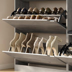 Shoe Cabinet with Bench and 3 Flip Drawers, Slim Narrow Shoe Storage Cabinet, Freestanding Shoe Rack Organizer with Adjustable & Removable Shelves, Anti-Tip for Entryway, Hallway, Foyer