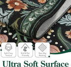 Moynesa Floral 2x3 Entryway Rug, Washable Kitchen Rugs Non Slip Front Door Mat for Indoor Entrance, Boho Ultra Thin Small Rug Soft Botanical Throw Carpet for Bathroom Bedroom, Black
