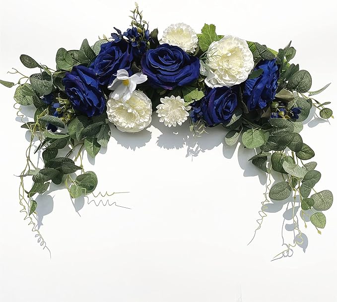Wedding Arch Flowers, Rose Decorative Floral Swag for Lintel, 30Inch Artificial Greenery Eucalyptus Leaves Flower for Door Window Home Decoration