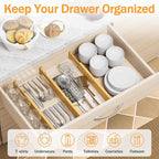 Bamboo Drawer Dividers, Adjustable Kitchen Drawer Organizer for Clothes,17-22" Expandable Drawer Organization Separators for Bedroom,Bathroom,Dresser and Office,4-Pack