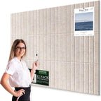 Large Cork Bulletin Board for Wall 48"x36", 12 Pack Felt Slat Wall Panel Tiles with 60 Pushpins, 50 Safe Removable Adhesive Tabs, Decorative Pin Board Tack Board for Office Home School