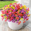 Homsunny Artificial Fake Flowers Plants for Outdoors - 12 Bundles Fake Plants Faux Silk Flowers Outside, UV Resistant for Planter Front, Porch, Garden, Patio, Spring Decor