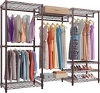 VIPEK V5 Portable Closet Wardrobe Heavy Duty Clothes Rack Metal Freestanding Clothing Racks, Adjustable Custom Closet Racks with 4 Hanging Rods & 8 Shelves, 68.9" Lx15.7 Wx76.4 H, Bronze