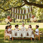 15Pcs Brown Paper Tassel Garland,Tissue Tassel Banner for Boho Rustic Neutral Wedding Bridal Shower Western Party Decoration(Browe, Kraft, Beige)