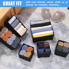 Pomety Foldable Drawer Underwear Drawer Organizer Foldable Dresser Clothes Storage Box Dresser Drawer Divider Organizers Bins for Clothes, Underwear,Socks, 7 Pack （Black）