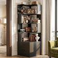 Armocity Corner Bookshelf with Drawers, 7 Tier Corner Book Shelf Display Bookcase, Freestanding L Shaped Bookshelf for Bedroom, Home Office, Black