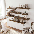 RICHFOCUS 28Inch Floating Shelves for Wall 2 Pack Shelves for Bedroom|Kitchen|Bathroom|Laundry Room Rustic Wood Wall Mounted Shelf with Invisible Brackets for Books|Storage|Decor, Rustic Brown