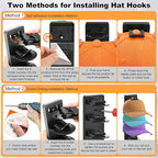 2 Pack Hat Organizer for Baseball Caps, Hat Rack for Wall, Strong Adhesive & Screw-in Cap Holder Hats Hangers for Closet Door & Bedroom