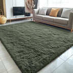 OLANLY 5x8 Machine Washable Large Area Rugs for Living Room, Bedroom, Soft Fluffy Shaggy Bedside Rug, Indoor Floor Carpet for Kids Girls and Boys, Dorms, Nursery, Home Decor Aesthetic, Olive Green