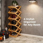 The 9-Tier No-Assembly Bamboo Rack, 2026 Upgraded Foldable Bamboo Shoe Rack, Space-Saving Organizer for Shoes, No Assembly Narrow Shoe Shelf for Entryway Closet Dorm (Nature,7-Tier)
