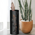 Mango Steam Round Song Bird Spiral Umbrella Stand 21.75" Tall, Black