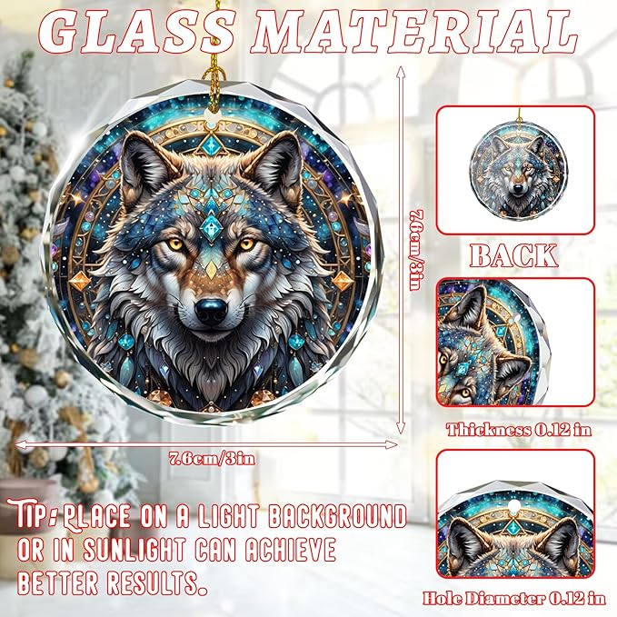 Wolf Stained Glass Ornament, Christmas Ornaments, Christmas Tree Decorations, Wolf Christmas Decoration, Wolf Ornaments for Christmas Tree, Holiday Present Ideas, Gift Exchange