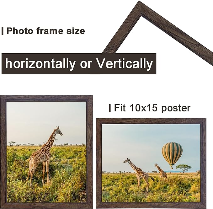 10x15 Picture Frame Set of 3, walnut Wooden Frame 10 by15 Wall Gallery Poster Photo frame with Durable Shatter Resistant Plexiglass for Wall Mounting Family -friend- wedding best gift