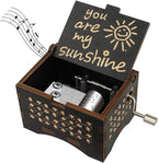 Dream Loom Wooden Music Box, Hand Cranked Laser Engraved Small Musical Boxes for Kids, Play You are My Sunshine Melody