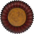 CVHOMEDECO. Sunflower Shape Country Vintage Display Wooden Plate Home and Office Decor Art, 11 Inch (Burgundy)
