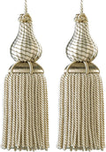 Luxury Tassels for Curtains and Furniture Knobs, 2 Pack - 8.4" Elegant Rayon Decorative Tassel, Silky Tassel Pendant for Cabinet Handles, Home Decor Accents (Khaki)