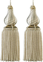 Luxury Tassels for Curtains and Furniture Knobs, 2 Pack - 8.4" Elegant Rayon Decorative Tassel, Silky Tassel Pendant for Cabinet Handles, Home Decor Accents (Khaki)