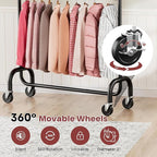 Heavy Duty Clothes Rack Load 600 LBS, Rolling Clothing Rack for Hanging Clothes with Lockable Wheels, Double Rod Garment Rack for Bedroom, Laundry, Clothing Store, Black
