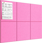 MaxGear Large Cork Board for Wall 36" x 24", Pink Bulletin Board, 6 Pack Felt Wall Tiles with Pushpins, Cork Boards for Office Pin Board Tack Board Cork Boards