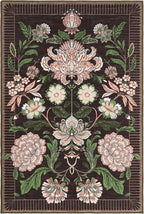 GarveeHome Plum Pink Floral 2x3 Door Mat Indoor Rugs for Entryway Small Black Purple Vintage Boho Cottage Throw Washable Non-Slip Low-Pile Rug for Bedroom Kitchen Bathroom Entrance