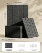 Aothia 12-Pack Felt Bulletin Board Tiles - 48x36 Modular Pin Board for Walls, 0.2" Thick Cork Board Alternative for Office & Classroom, 70 Adhesive Tabs & 40 Pushpins Included (Charcoal Gray)