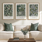 Framed William Morris Canvas Wall Art Set of 3, Green Vintage Floral Prints, Boho Farmhouse Botanical Decor for Living Room Bedroom Hallway Office, 16x24 Inch