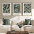 Framed William Morris Canvas Wall Art Green Decor Set of 3, Vintage Large Floral Artwork Prints, Boho Farmhouse Botanical Picture Prints for Living Room, Bedroom, Hallway, Office, Total Size 30x60