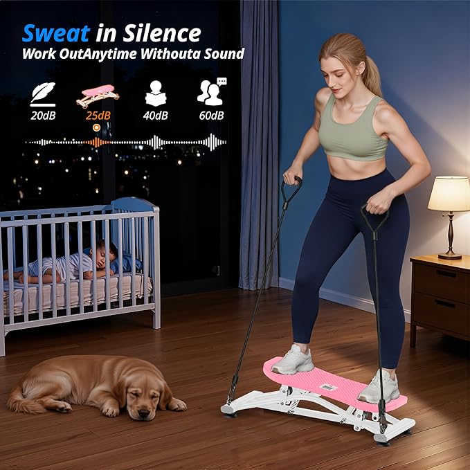 Balance Board with Resistance Bands, Versatile Rocking Stepper, Ski Machine & Wobble Board Featuring LCD Monitor, 330 lbs High-Capacity Side Steppers for Exercise at Home