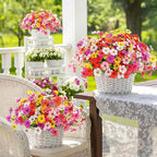 MACTING 24 Bundles Artificial Flowers for Outdoors UV Resistant Fake Flowers Faux Plastic Plants No Fade for Planters Window Patio Porch Home Garden Indoor Outside Spring Decorations(Mix Color-1)