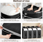 2 Pack Compression Storage Bags - 110L Large Capacity Comforter Storage Bag, 3-Layer Washable Ultra Space Saving Self Compression Organizer Space Bags for Blanket, Sweater, Sheet, Black