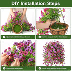 Homsunny Artificial Fake Hanging Plants Flowers Baskets for Outdoor Outside Spring Decor,Faux Silk Daisy UV Resistant Look Real Summer Decorations for Home Porch Patio Yard Garden(Light Purple