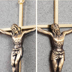 ACHIBANG Gold Crucifix Wall Cross - 10" Catholic Metal Cross with Jesus & INRI, Faith Decor for Wall or Door Display