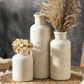 Ceramic Vases Set of 3, Whitewashed Neutral Flower Vases Home Decor, Pottery Rustic Farmhouse Decorative Vases Modern Decor for Table Mantel Entryway Bookshelf Living Room Kitchen Bedroom