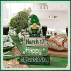 Lineshading 4 Pcs St Patricks Day Table Decoration Wooden St Patrick's Day Gnomes Tiered Tray Decor Irish Centerpiece Green Lucky Gnomes Block Signs Gifts for Saint Patty's Party Home Kitchen