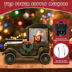 Christmas Snow Globe Lantern Truck Water Glittering Globe with Santa 8 Music Songs Christmas Snow Globes USB & Battery Operated for Christmas Festival Decorations Gifts (Truck-Santa)